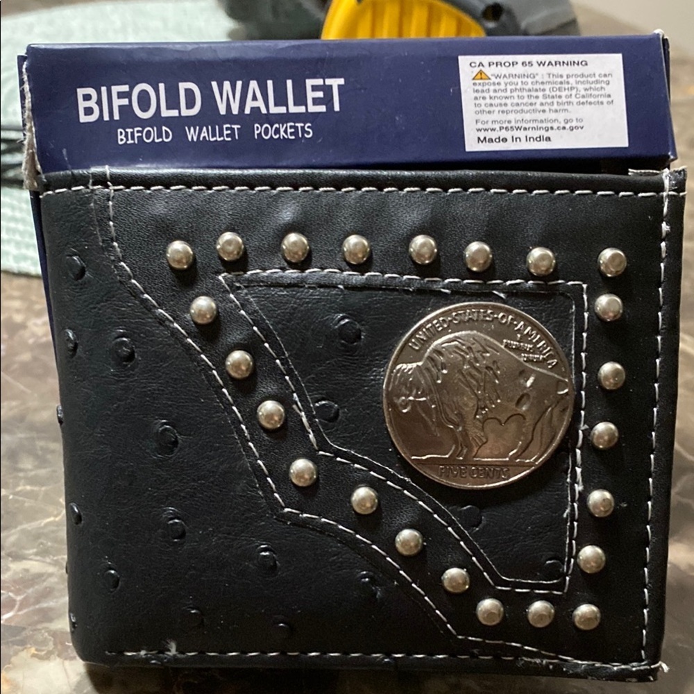 NIB Black Studded Bifold Wallet